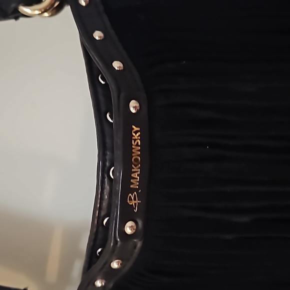 B MAKOWSKY Black Suede Fringe Western Studded Leather Shoulder Bag - Picture 5 of 14